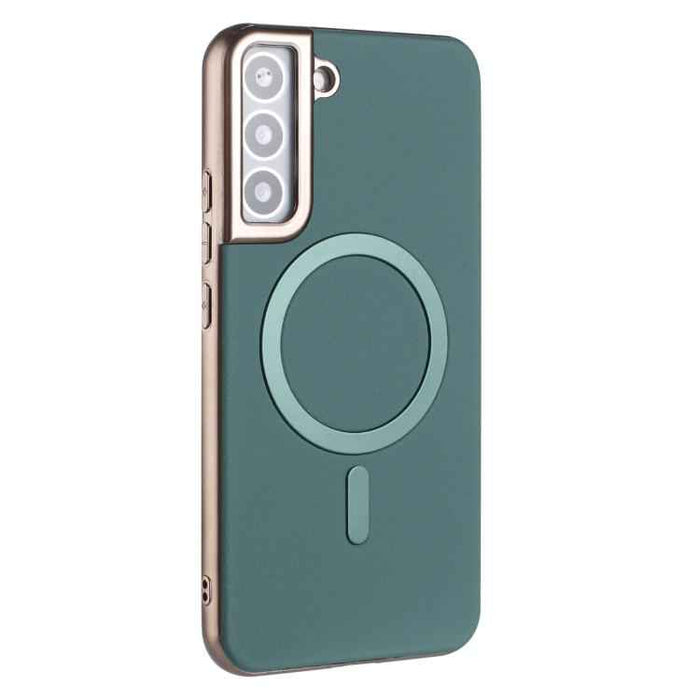 For Samsung Galaxy S25 5G Solid Color Plating MagSafe Full Coverage Phone Case(Green)