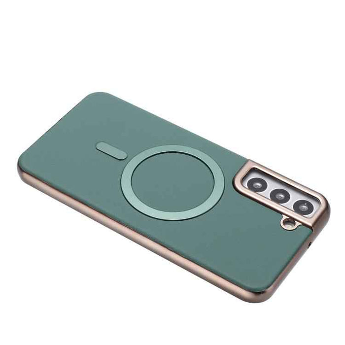 For Samsung Galaxy S25 5G Solid Color Plating MagSafe Full Coverage Phone Case(Green)