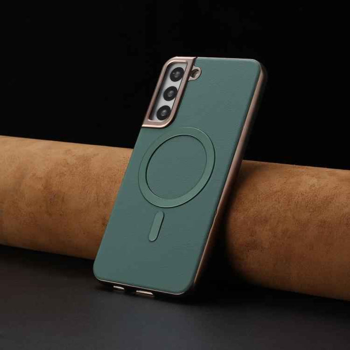 For Samsung Galaxy S25 5G Solid Color Plating MagSafe Full Coverage Phone Case(Green)
