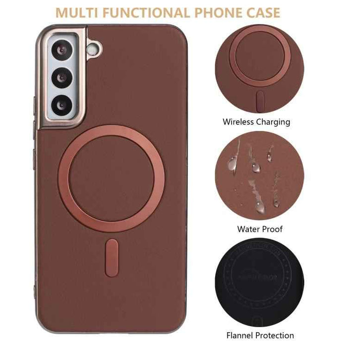 For Samsung Galaxy S25 5G Solid Color Plating MagSafe Full Coverage Phone Case(Brown)
