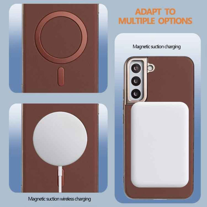 For Samsung Galaxy S25 5G Solid Color Plating MagSafe Full Coverage Phone Case(Brown)