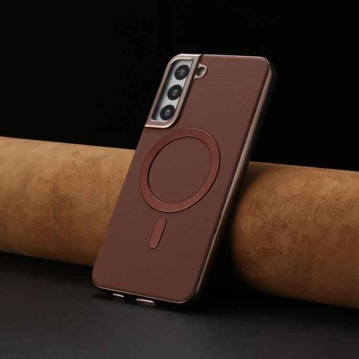 For Samsung Galaxy S25 5G Solid Color Plating MagSafe Full Coverage Phone Case(Brown)