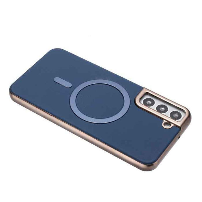 For Samsung Galaxy S25 5G Solid Color Plating MagSafe Full Coverage Phone Case(Dark Blue)