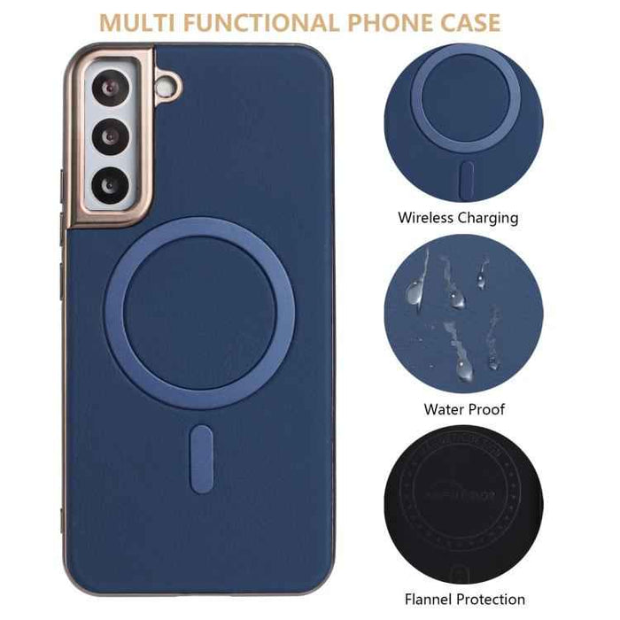 For Samsung Galaxy S25 5G Solid Color Plating MagSafe Full Coverage Phone Case(Dark Blue)