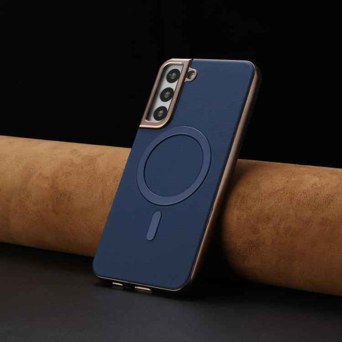 For Samsung Galaxy S25 5G Solid Color Plating MagSafe Full Coverage Phone Case(Dark Blue)