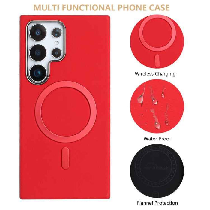For Samsung Galaxy S25 Ultra 5G Solid Color Plating MagSafe Full Coverage Phone Case(Red)