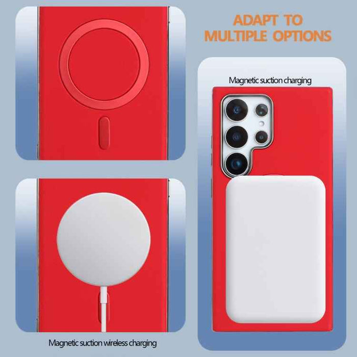 For Samsung Galaxy S25 Ultra 5G Solid Color Plating MagSafe Full Coverage Phone Case(Red)