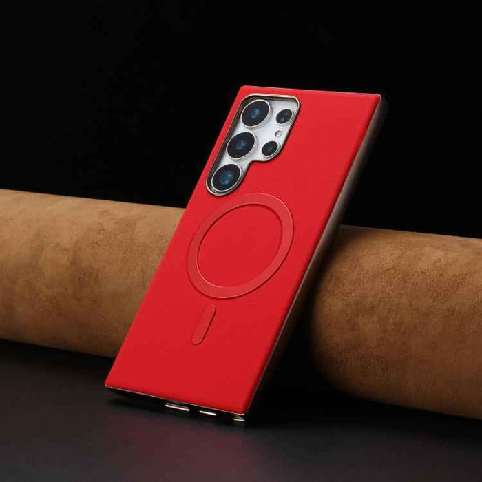 For Samsung Galaxy S25 Ultra 5G Solid Color Plating MagSafe Full Coverage Phone Case(Red)