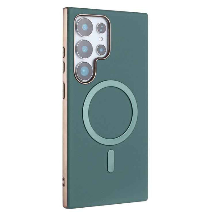 For Samsung Galaxy S25 Ultra 5G Solid Color Plating MagSafe Full Coverage Phone Case(Green)