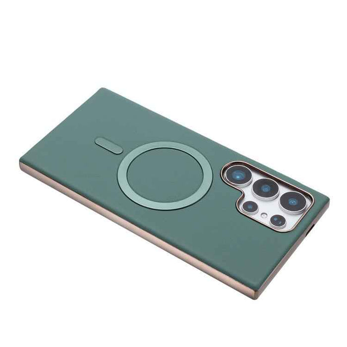 For Samsung Galaxy S25 Ultra 5G Solid Color Plating MagSafe Full Coverage Phone Case(Green)