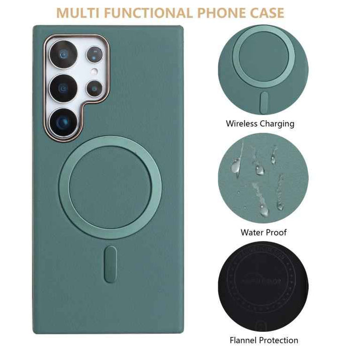 For Samsung Galaxy S25 Ultra 5G Solid Color Plating MagSafe Full Coverage Phone Case(Green)