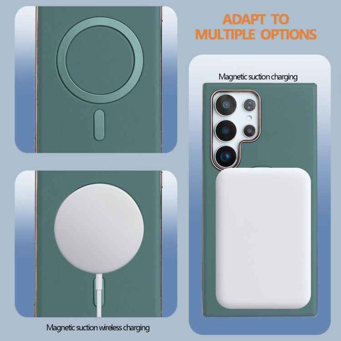 For Samsung Galaxy S25 Ultra 5G Solid Color Plating MagSafe Full Coverage Phone Case(Green)