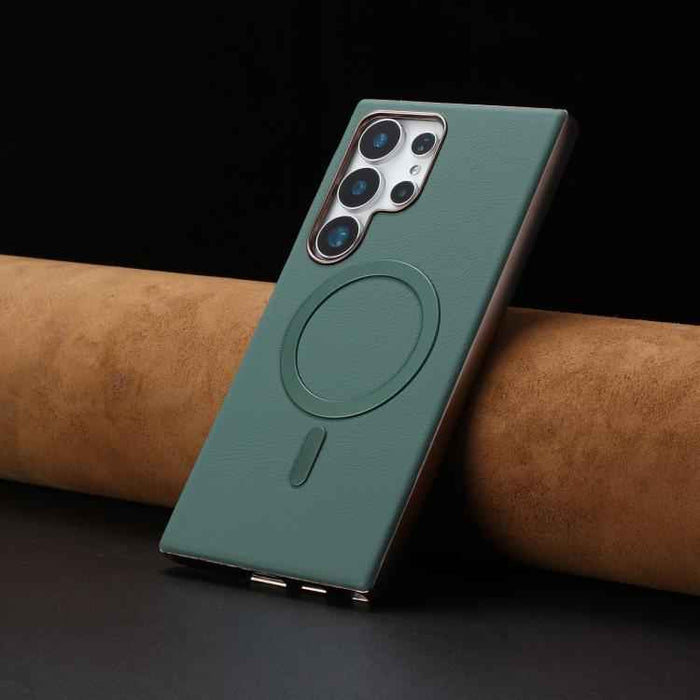For Samsung Galaxy S25 Ultra 5G Solid Color Plating MagSafe Full Coverage Phone Case(Green)