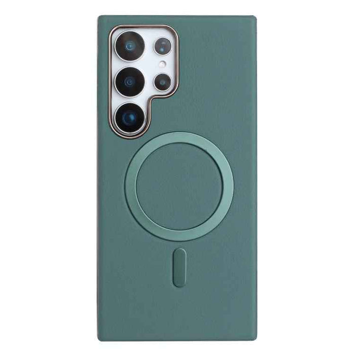 For Samsung Galaxy S25 Ultra 5G Solid Color Plating MagSafe Full Coverage Phone Case(Green)