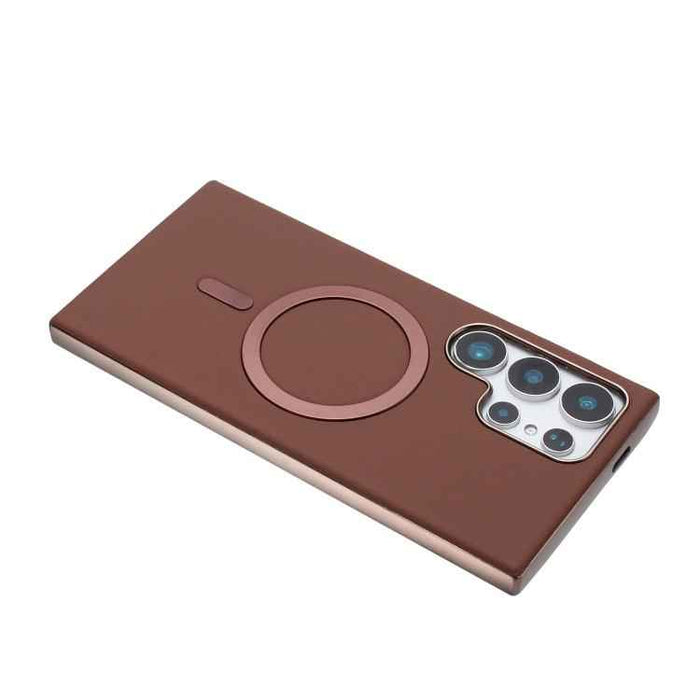 For Samsung Galaxy S25 Ultra 5G Solid Color Plating MagSafe Full Coverage Phone Case(Brown)