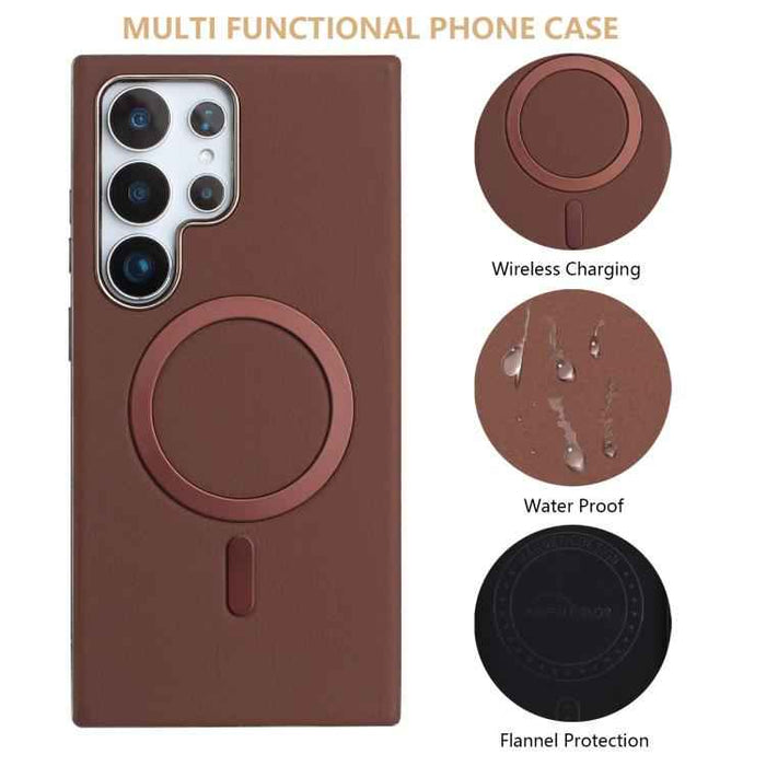For Samsung Galaxy S25 Ultra 5G Solid Color Plating MagSafe Full Coverage Phone Case(Brown)