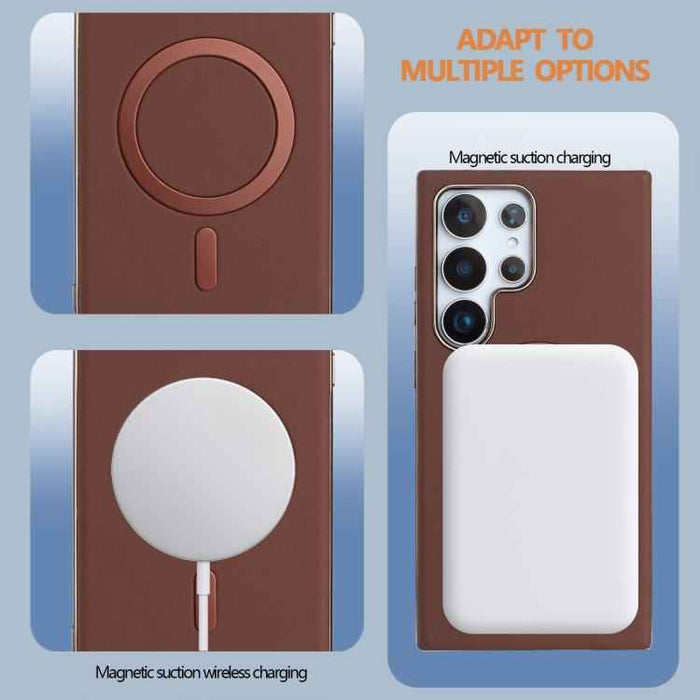 For Samsung Galaxy S25 Ultra 5G Solid Color Plating MagSafe Full Coverage Phone Case(Brown)