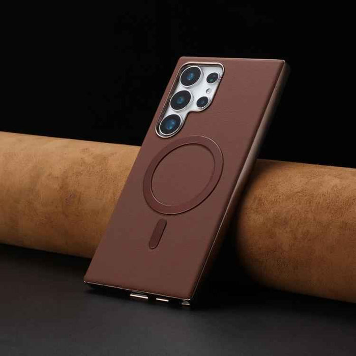 For Samsung Galaxy S25 Ultra 5G Solid Color Plating MagSafe Full Coverage Phone Case(Brown)