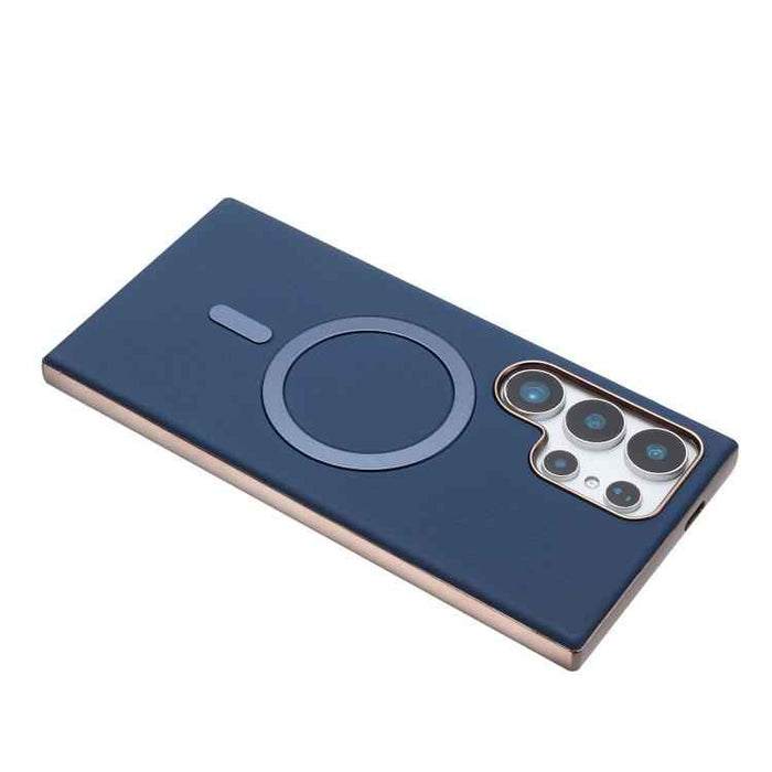 For Samsung Galaxy S25 Ultra 5G Solid Color Plating MagSafe Full Coverage Phone Case(Dark Blue)