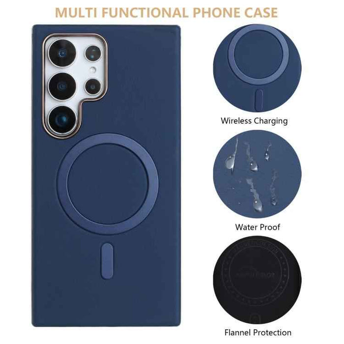 For Samsung Galaxy S25 Ultra 5G Solid Color Plating MagSafe Full Coverage Phone Case(Dark Blue)