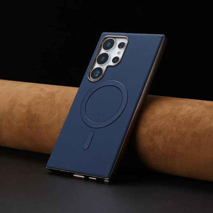 For Samsung Galaxy S25 Ultra 5G Solid Color Plating MagSafe Full Coverage Phone Case(Dark Blue)