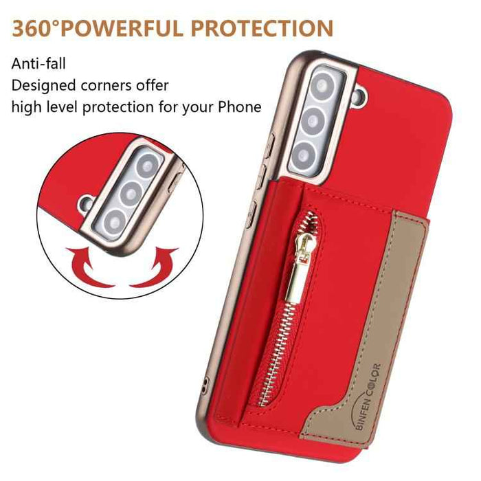 For Samsung Galaxy S25 5G Zipper Horizontal Magnetic Card Bag RFID MagSafe Phone Case(Red)