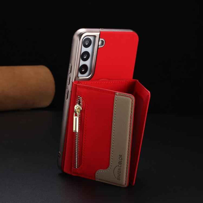 For Samsung Galaxy S25 5G Zipper Horizontal Magnetic Card Bag RFID MagSafe Phone Case(Red)