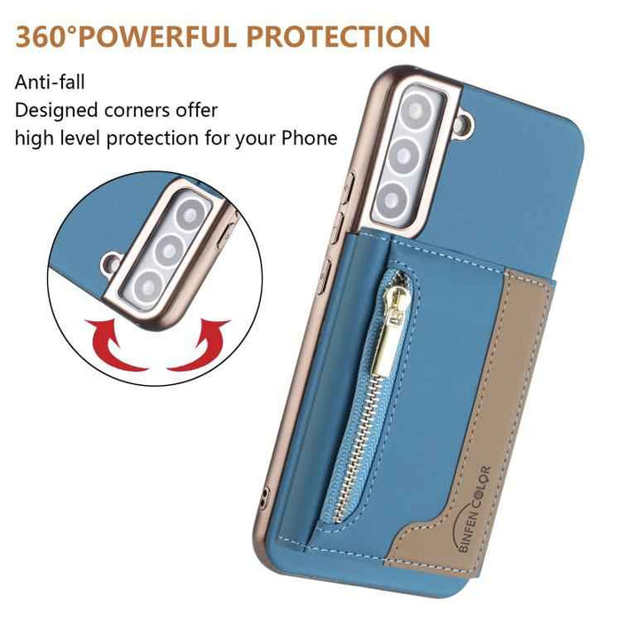For Samsung Galaxy S25 5G Zipper Horizontal Magnetic Card Bag RFID MagSafe Phone Case(Baby Blue)
