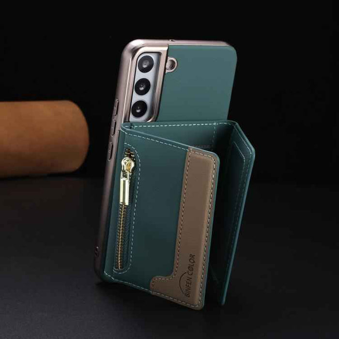 For Samsung Galaxy S25 5G Zipper Horizontal Magnetic Card Bag RFID MagSafe Phone Case(Green)