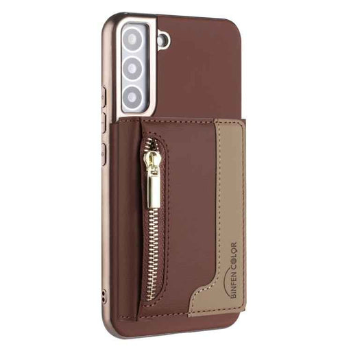 For Samsung Galaxy S25 5G Zipper Horizontal Magnetic Card Bag RFID MagSafe Phone Case(Brown)