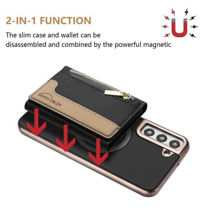 For Samsung Galaxy S25 5G Zipper Horizontal Magnetic Card Bag RFID MagSafe Phone Case(Black)
