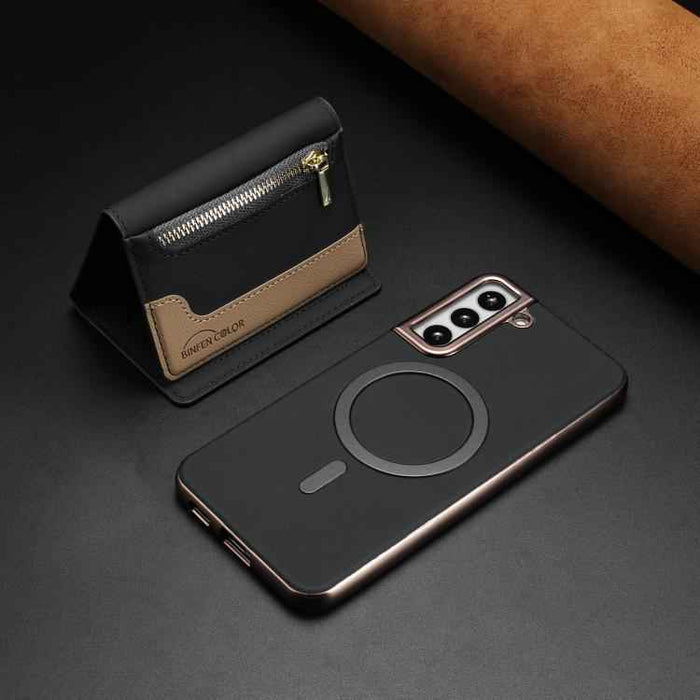 For Samsung Galaxy S25 5G Zipper Horizontal Magnetic Card Bag RFID MagSafe Phone Case(Black)