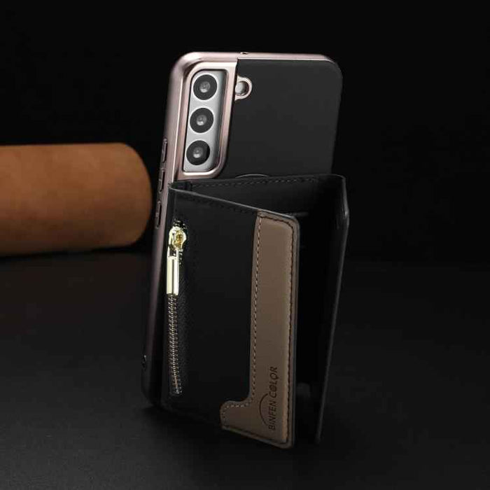For Samsung Galaxy S25+ 5G Zipper Horizontal Magnetic Card Bag RFID MagSafe Phone Case(Black)