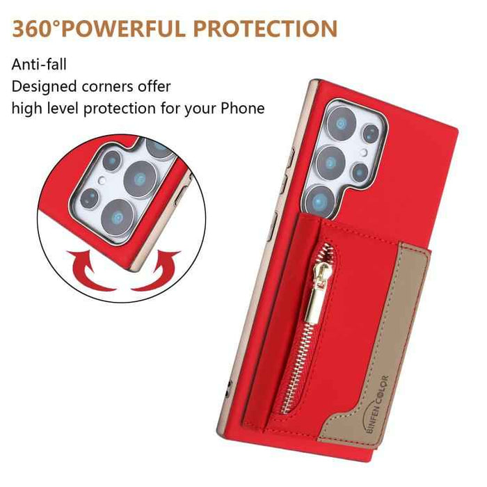 For Samsung Galaxy S25 Ultra 5G Zipper Horizontal Magnetic Card Bag RFID MagSafe Phone Case(Red)