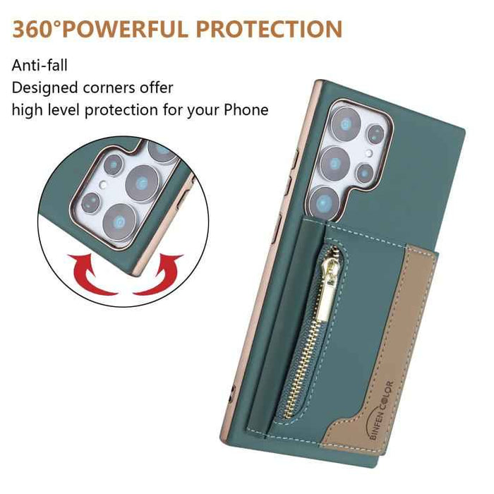 For Samsung Galaxy S25 Ultra 5G Zipper Horizontal Magnetic Card Bag RFID MagSafe Phone Case(Green)