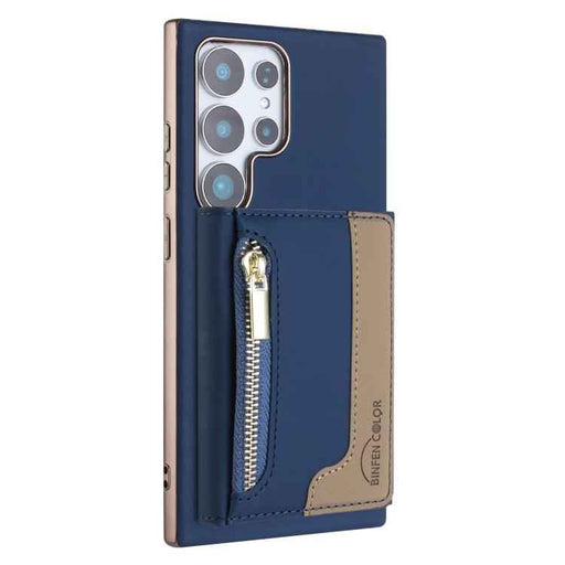 For Samsung Galaxy S25 Ultra 5G Zipper Horizontal Magnetic Card Bag RFID MagSafe Phone Case(Dark Blue)
