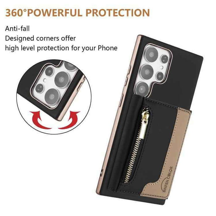 For Samsung Galaxy S25 Ultra 5G Zipper Horizontal Magnetic Card Bag RFID MagSafe Phone Case(Black)