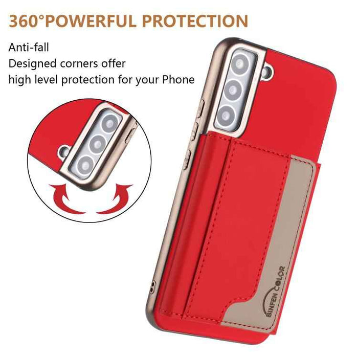 For Samsung Galaxy S25 5G Colour Matching Horizontal Magnetic Card Bag RFID MagSafe Phone Case(Red)