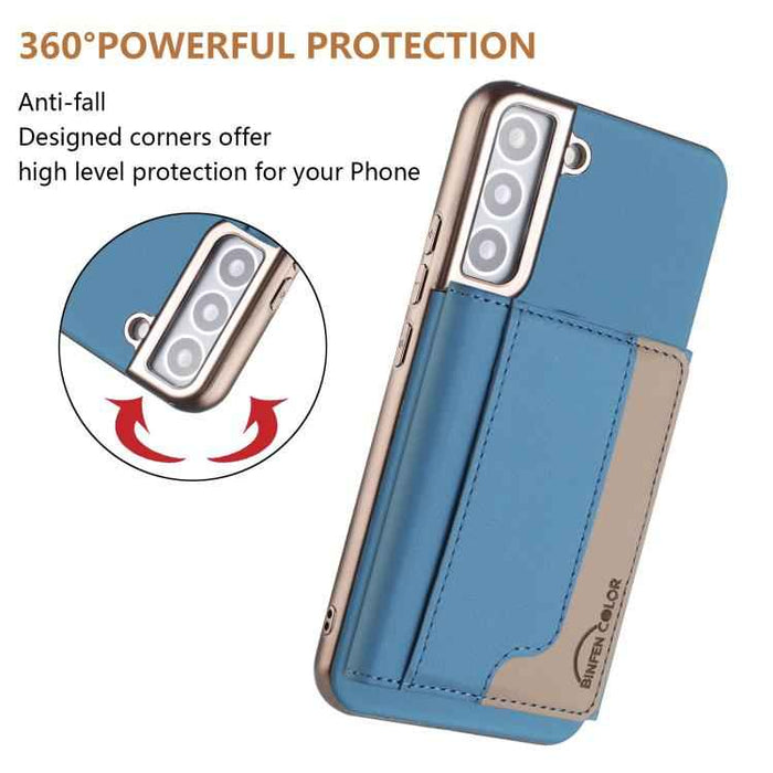 For Samsung Galaxy S25 5G Colour Matching Horizontal Magnetic Card Bag RFID MagSafe Phone Case(Baby Blue)
