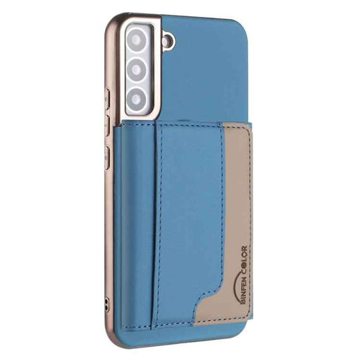 For Samsung Galaxy S25 5G Colour Matching Horizontal Magnetic Card Bag RFID MagSafe Phone Case(Baby Blue)