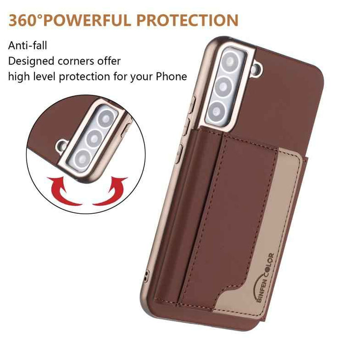 For Samsung Galaxy S25 5G Colour Matching Horizontal Magnetic Card Bag RFID MagSafe Phone Case(Brown)