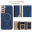 For Samsung Galaxy S25 5G Colour Matching Horizontal Magnetic Card Bag RFID MagSafe Phone Case(Dark Blue)