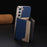 For Samsung Galaxy S25 5G Colour Matching Horizontal Magnetic Card Bag RFID MagSafe Phone Case(Dark Blue)