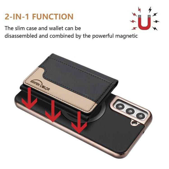 For Samsung Galaxy S25 5G Colour Matching Horizontal Magnetic Card Bag RFID MagSafe Phone Case(Black)