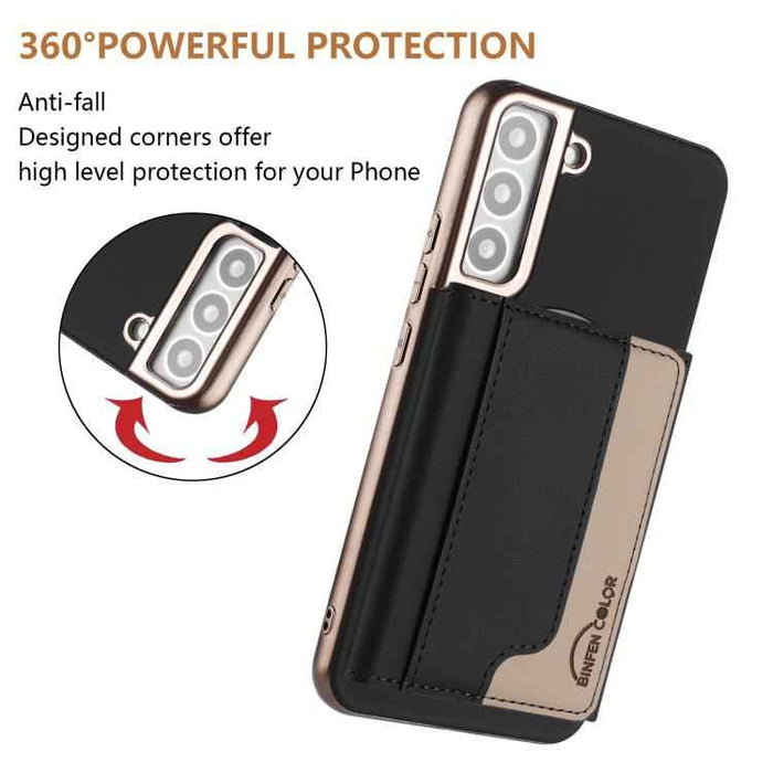 For Samsung Galaxy S25 5G Colour Matching Horizontal Magnetic Card Bag RFID MagSafe Phone Case(Black)