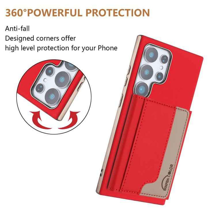 For Samsung Galaxy S25 Ultra 5G Colour Matching Horizontal Magnetic Card Bag RFID MagSafe Phone Case(Red)