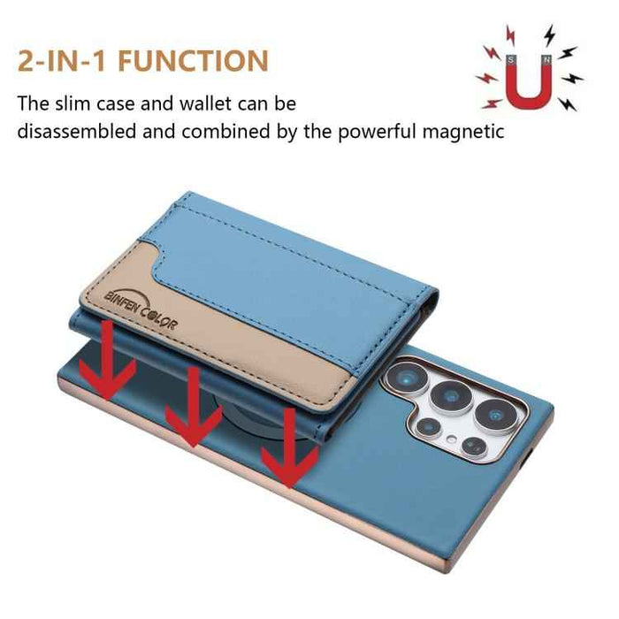 For Samsung Galaxy S25 Ultra 5G Colour Matching Horizontal Magnetic Card Bag RFID MagSafe Phone Case(Baby Blue)