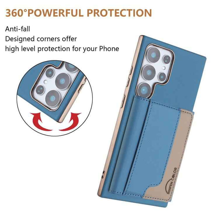 For Samsung Galaxy S25 Ultra 5G Colour Matching Horizontal Magnetic Card Bag RFID MagSafe Phone Case(Baby Blue)