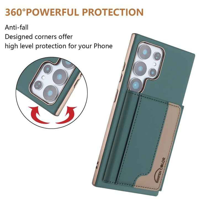 For Samsung Galaxy S25 Ultra 5G Colour Matching Horizontal Magnetic Card Bag RFID MagSafe Phone Case(Green)