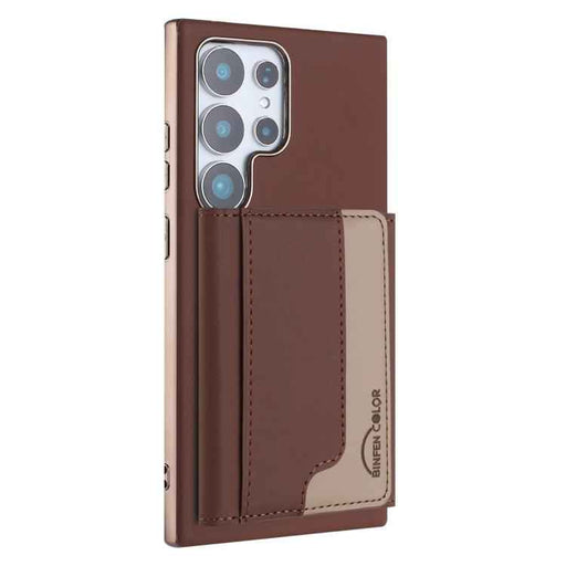 For Samsung Galaxy S25 Ultra 5G Colour Matching Horizontal Magnetic Card Bag RFID MagSafe Phone Case(Brown)